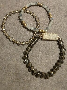 Crystal Druzy Bracelet Stack - 3